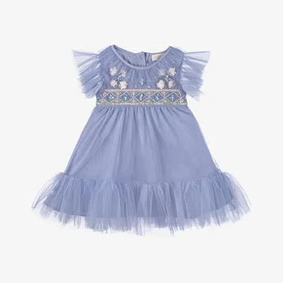 Tutu Du Monde Baby Girls Blue Beaded Tulle Dress