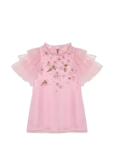 Tutu Du Monde Kids' Bead-embellished Ruffled Dress In Pink