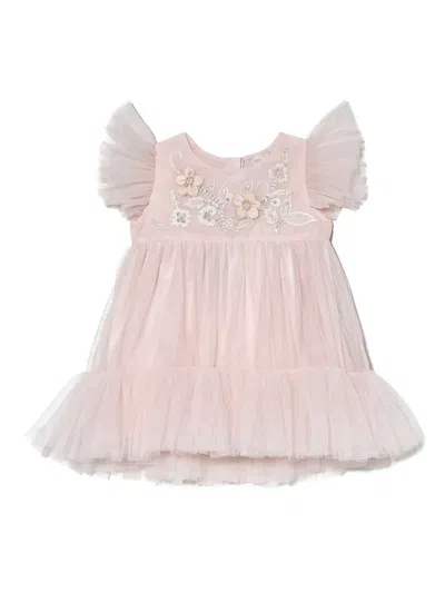 Tutu Du Monde Babies' Bebe Blue Orchid Floral-embrodiered Tulle Dress In Pink