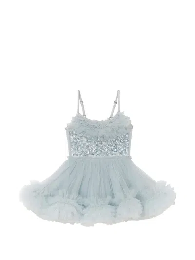 Tutu Du Monde Babies' Bebe Coastal Glow Sequin-embellished Ruffled Dress In Blue