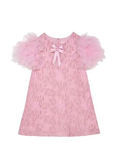Tutu Du Monde Kids' Bette Bright Ruffled-sleeve Bow-detail Dress In Pink