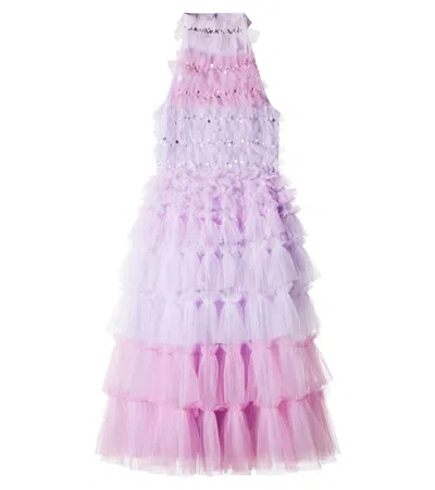 Tutu Du Monde Kids' Blue Jean Embellished Tulle Dress In Purple