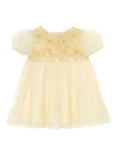 Tutu Du Monde Babies' Camellia Tulle Flower-embellished Party Dress In Yellow