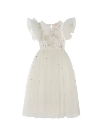 Tutu Du Monde Kids' Cascade Tutu Bead-embellished Ruffled Dress In White