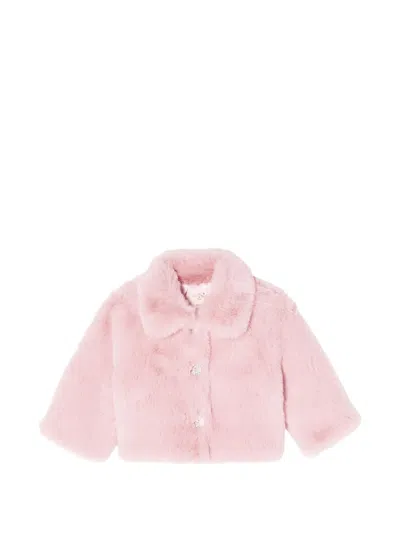 Tutu Du Monde Babies' Crystal-button Faux-fur Jacket In Pink