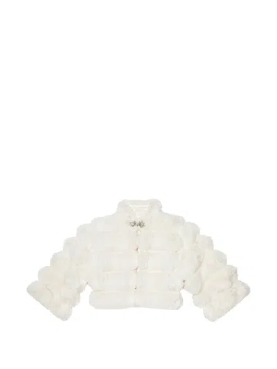 Tutu Du Monde Kids' Crystal-embellished Faux-fur Jacket In Neutral