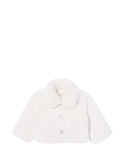 Tutu Du Monde Babies' Crystal-embellished Faux-fur Jacket In White