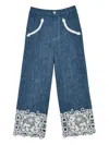 Tutu Du Monde Daisy Lace-trimmed Denim Casual Trousers In Blue
