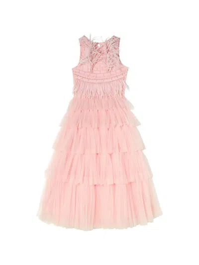 Tutu Du Monde Kids' Dazzle Darling Feather-trim Tiered Dress In Pink