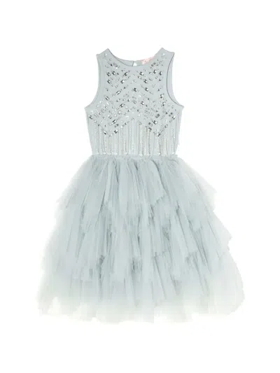 Tutu Du Monde Kids' Diamond Drift Bead-embellished Ruffled Dress In Blue