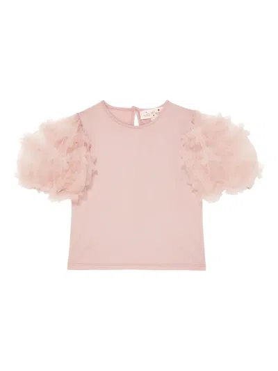 Tutu Du Monde Kids' Diamond Dust Tulle-sleeve Top In Pink