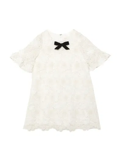 Tutu Du Monde Kids' Dreamkeeper Floral-lace Bow-detail Dress In Neutral