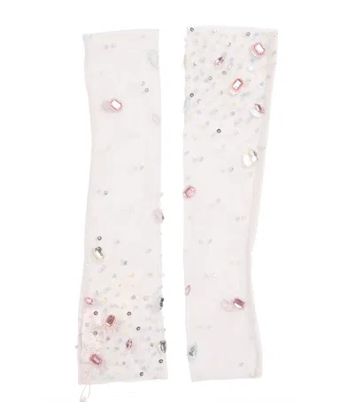Tutu Du Monde Kids' Embellished Floral Fête Gloves In White