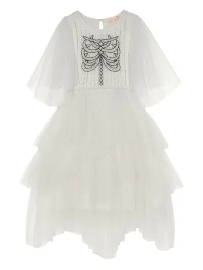 Tutu Du Monde Kids' Embellished Tiered-tulle Dress In White