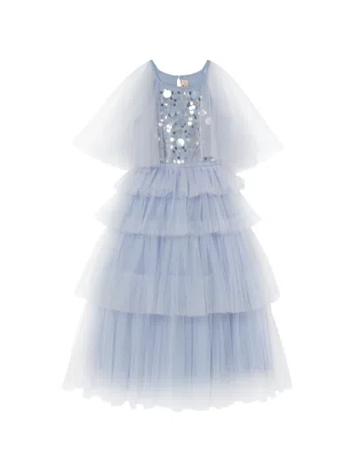 Tutu Du Monde Flutter Cape Tutu Sequin-embellished Ruffled Dress In Blue