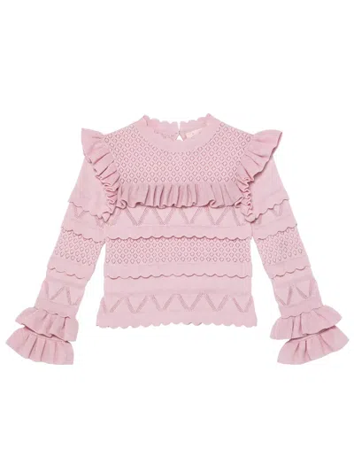 Tutu Du Monde Kids' Forget Me Not Ruffled Sweater In Pink