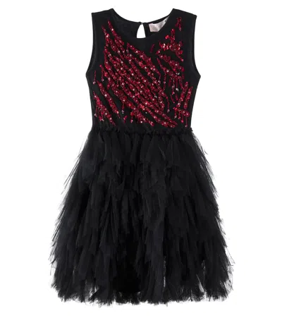 Tutu Du Monde Kids' Kleid Full Moon Frenzy Aus Baumwolle Und Tüll In Black