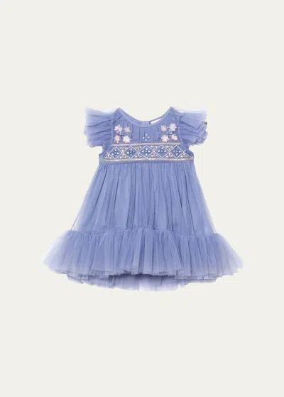 Tutu Du Monde Kids' Girl's Bebe Antoinette Embellished Tulle Dress In Plume Blue