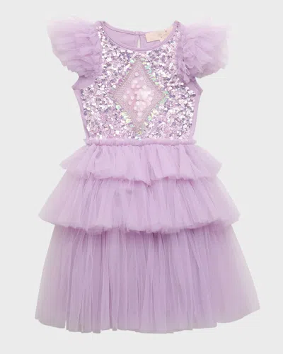 Tutu Du Monde Kids' Girl's Mirror Ball Tiered Tutu Dress In Lilac Thistle