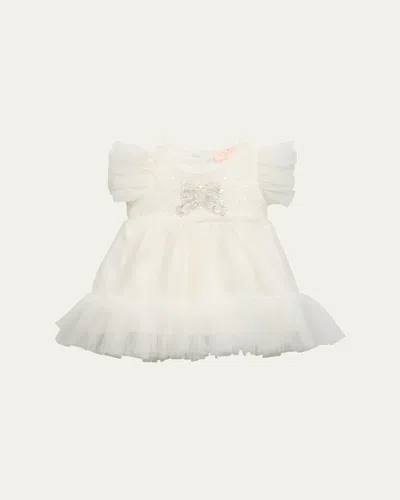 Tutu Du Monde Kids' Girl's Sequined Bow Tulle Dress In Milk