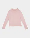 Tutu Du Monde Girl's Skyway Scalloped Wool Knit Top In Pink