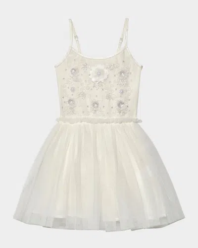 Tutu Du Monde Kids' Girl's White Lotus Embellished Tutu Dress In Neutral