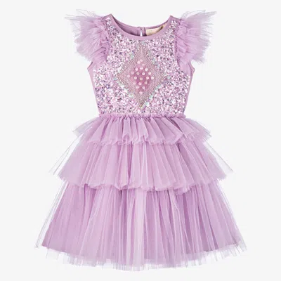 Tutu Du Monde Kids'  Girls Lilac Purple Sequined Tulle Dress In Lilac Thistle
