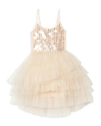 Tutu Du Monde Kids' Paillette Sequinned Tulle Dress In Parchment