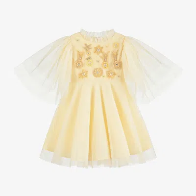 Tutu Du Monde Kids'  Girls Yellow Embroidered Tulle Dress