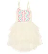 Tutu Du Monde Girl's Gold Dust Multicolor Embroidered Sequined High-low Dress In Sand Shimmer