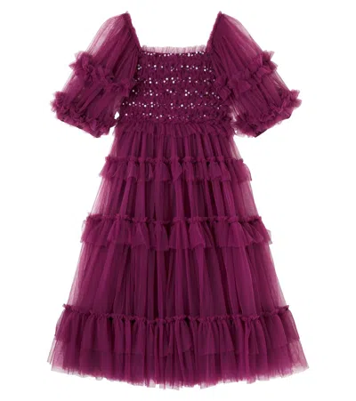 Tutu Du Monde Kids' Halcyon Sequined Tiered Tulle Dress In Purple