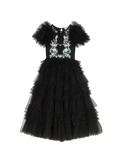 Tutu Du Monde Kids' Hepburn Ruffled Dress In Black