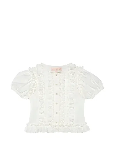 Tutu Du Monde Kids' Honeyblossom Avenue Ruffled Blouse In White