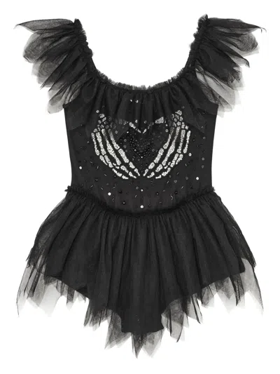 Tutu Du Monde Kids' I Heart You To The Bone Playsuit In Black