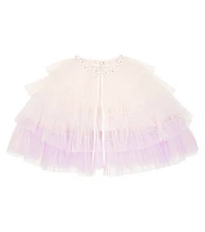 Tutu Du Monde Kids' Josette Embellished Tulle Cape In Crystal Pink Mix
