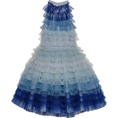 Tutu Du Monde Kids' Ombré Ruffle Party Dress In Blue Chill Mix