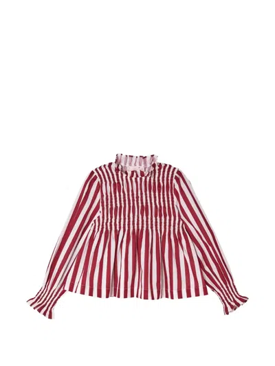 Tutu Du Monde Kids' Laurel Lane Striped Blouse In Burgundy