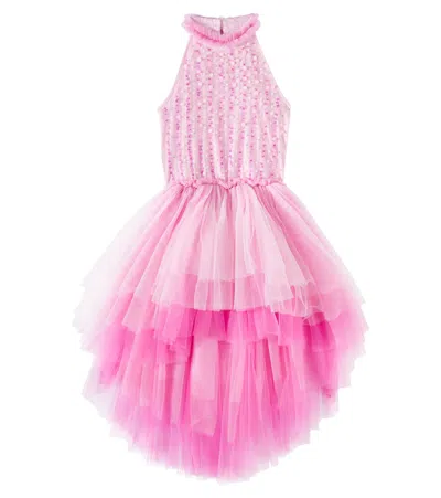 Tutu Du Monde Kids' Light Sound Jersey And Tulle Dress In Pink