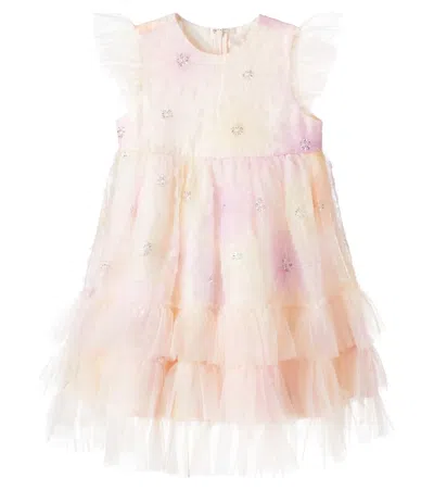 Tutu Du Monde Kids' Muse Embellished Floral Tiered Tulle Dress In Sheer Pink