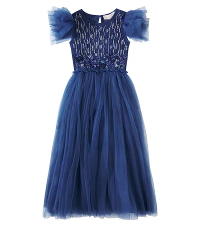 Tutu Du Monde Kids' Navy Wisteria Jersey And Tulle Dress In Blue
