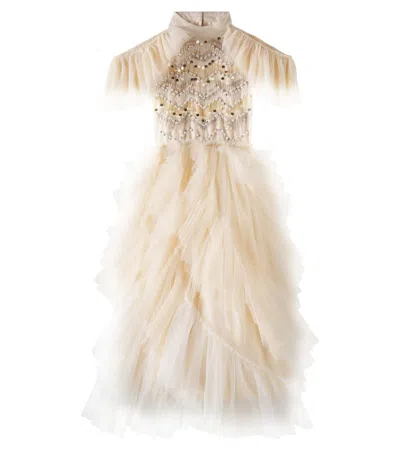 Tutu Du Monde Kids' Nebula Cotton Jersey And Tulle Dress In Beige