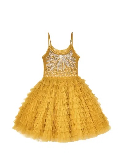 Tutu Du Monde Kids' Oscar Sequin-embellished Tiered Dress In Yellow