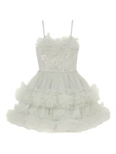 Tutu Du Monde Kids' Petunia Sequin-embellished Ruffled Dress In Gray