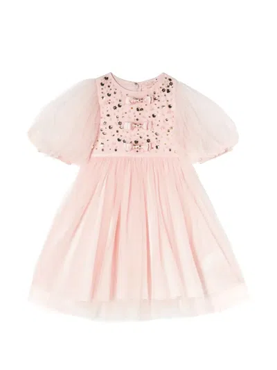 Tutu Du Monde Kids' Powder Bow-embellished Tulle Dress In Pink