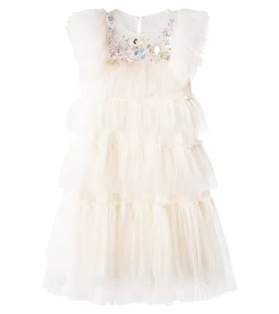 Tutu Du Monde Kids' Rana Embellished Tiered Tulle Dress In White
