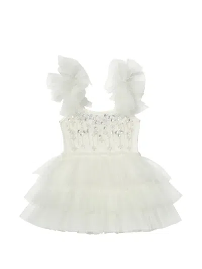 Tutu Du Monde Babies' Ruffled Embellished Tutu Dress In White