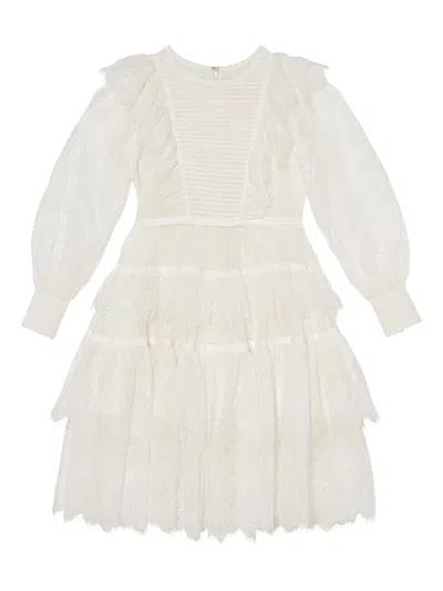 Tutu Du Monde Kids' Saloon Lace-frill Tiered Dress In White