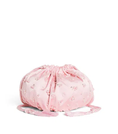 Tutu Du Monde Kids' Satin Beaded Drawstring Pouch In Pink