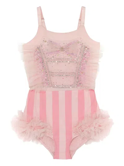 Tutu Du Monde Kids' Sequin-embellished Ruffled Jumpsuit In Pink