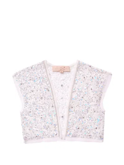 Tutu Du Monde Kids' Sequin-embellished Cropped Waistcoat In White